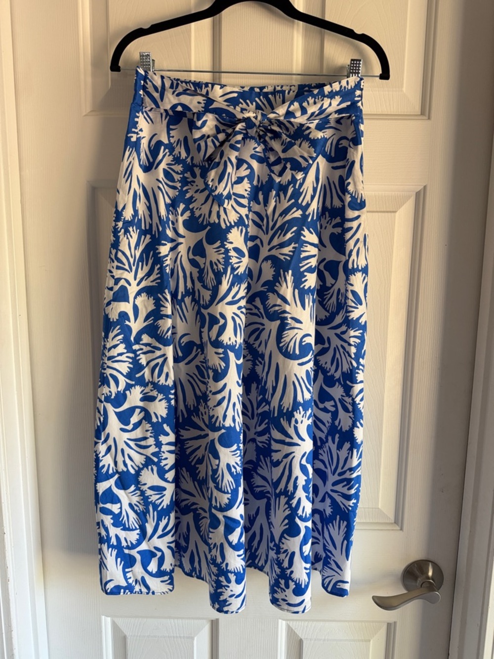 Ann Taylor Factory Blue and White Midi Skirt